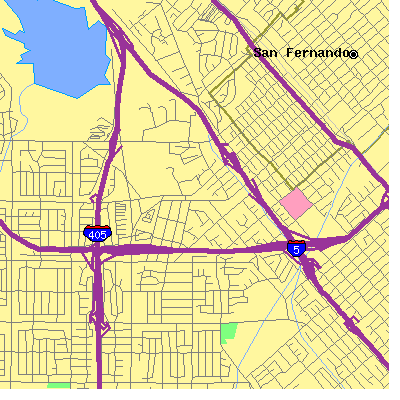 Zip code 91345 close-up map