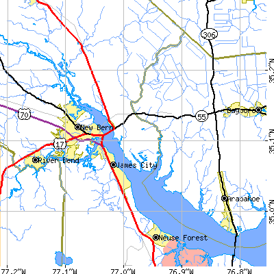 Zip code 28560 close-up map