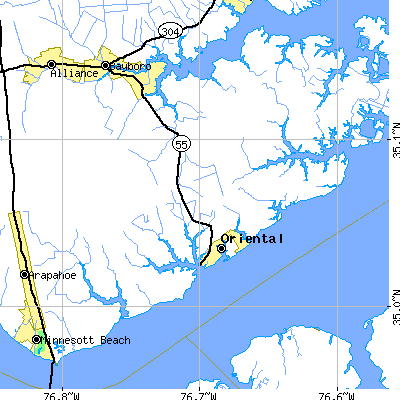 Zip code 28571 close-up map