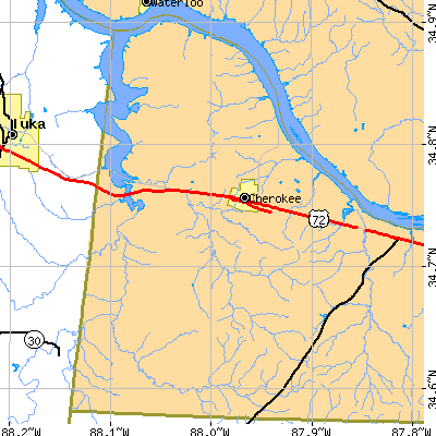 Zip code 35616 close-up map