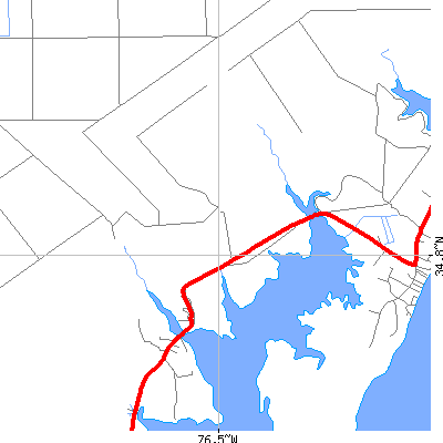 Zip code 28589 close-up map