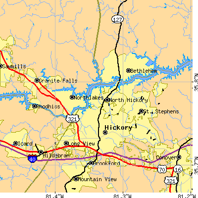 Zip code 28601 close-up map