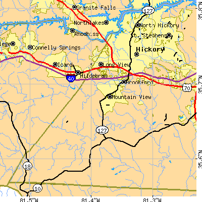 Zip code 28602 close-up map