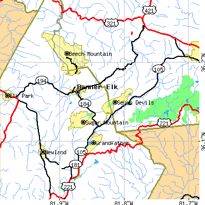 Zip code 28604 close-up map