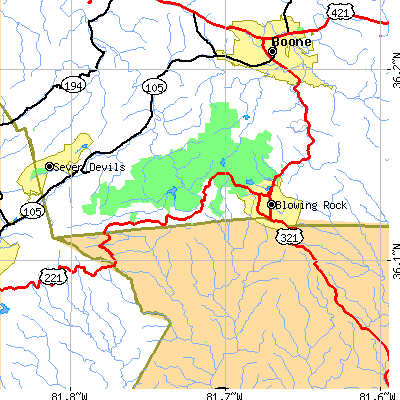 Zip code 28605 close-up map