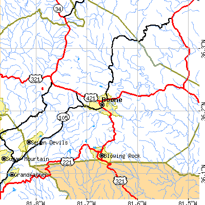 Zip code 28607 close-up map