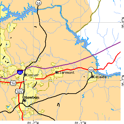 Zip code 28610 close-up map