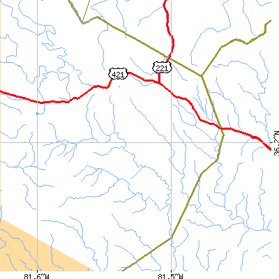 Zip code 28618 close-up map