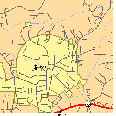 Zip code 28619 close-up map