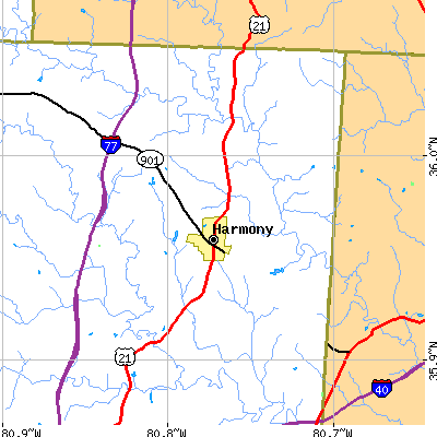 Zip code 28634 close-up map