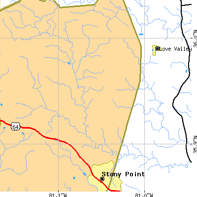 Zip code 28636 close-up map