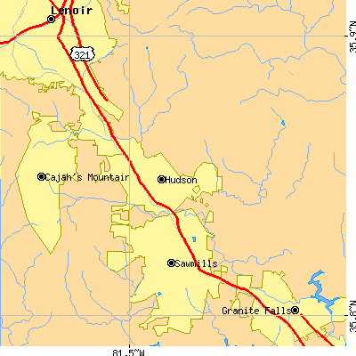 Zip code 28638 close-up map