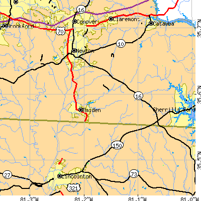 Zip code 28650 close-up map
