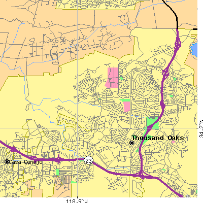 Zip code 91360 close-up map
