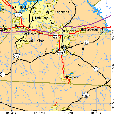 Zip code 28658 close-up map
