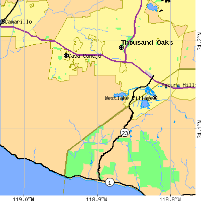 Zip code 91361 close-up map