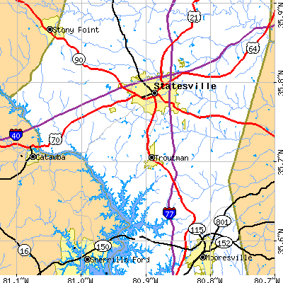 Zip code 28677 close-up map