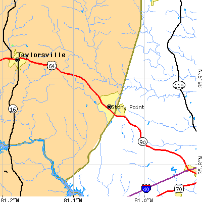 Zip code 28678 close-up map