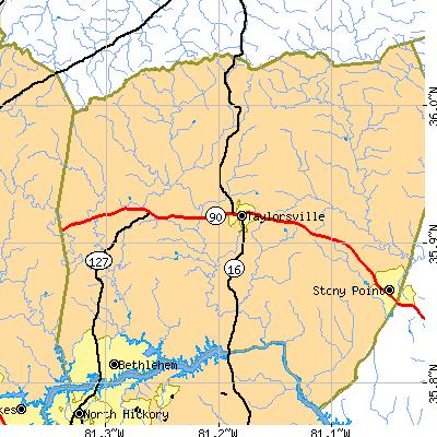 Zip code 28681 close-up map