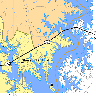 Zip code 28682 close-up map