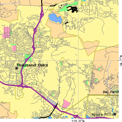 Zip code 91362 close-up map