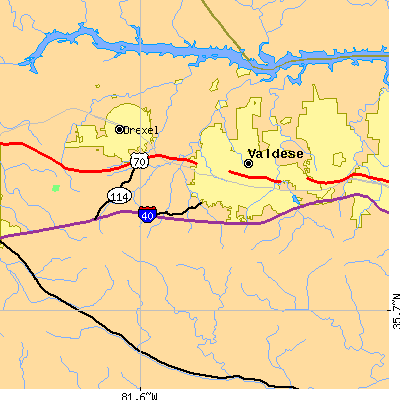 Zip code 28690 close-up map