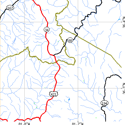 Zip code 28698 close-up map