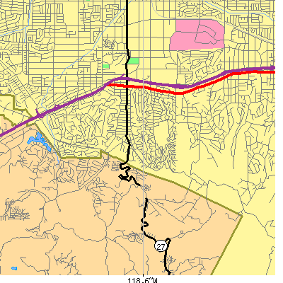 Zip code 91364 close-up map