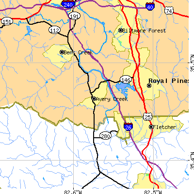 Zip code 28704 close-up map