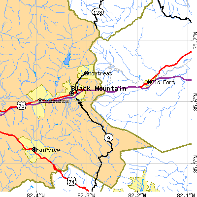 Zip code 28711 close-up map