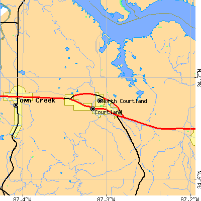 Zip code 35618 close-up map
