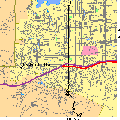Zip code 91367 close-up map