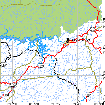 Zip code 28713 close-up map