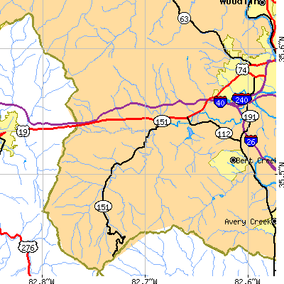 Zip code 28715 close-up map