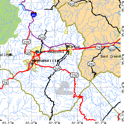Zip code 28716 close-up map