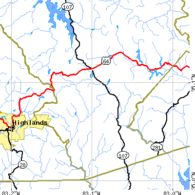 Zip code 28717 close-up map