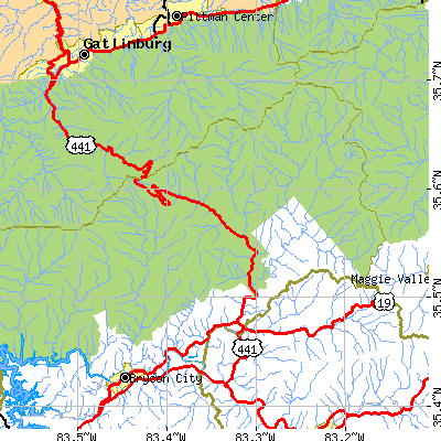 Zip code 28719 close-up map
