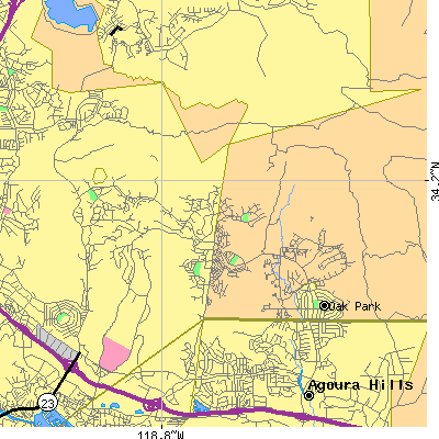 Zip code 91377 close-up map