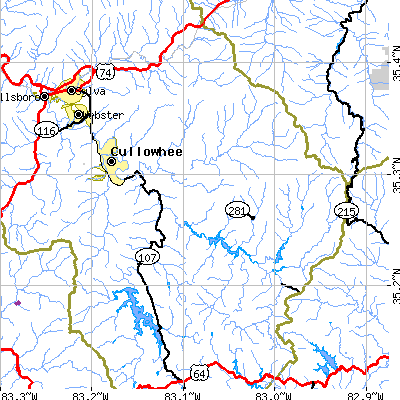Zip code 28723 close-up map