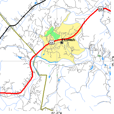 Zip code 28729 close-up map