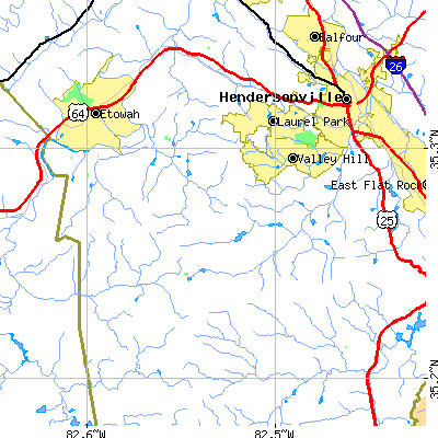 Zip code 28739 close-up map