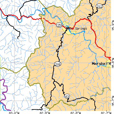 Zip code 28743 close-up map