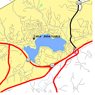 Zip code 28745 close-up map