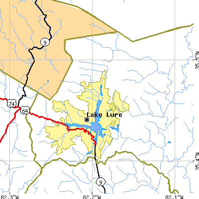 Zip code 28746 close-up map