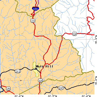 Zip code 28754 close-up map
