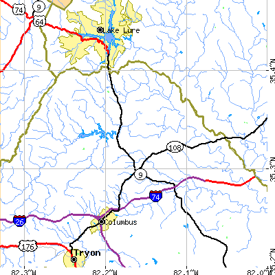 Zip code 28756 close-up map