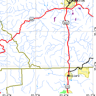 Zip code 28763 close-up map