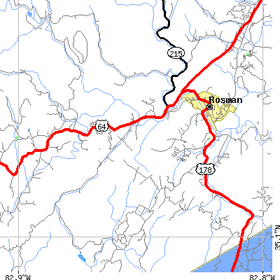 Zip code 28772 close-up map