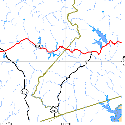Zip code 28774 close-up map