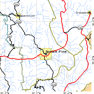 Zip code 28777 close-up map